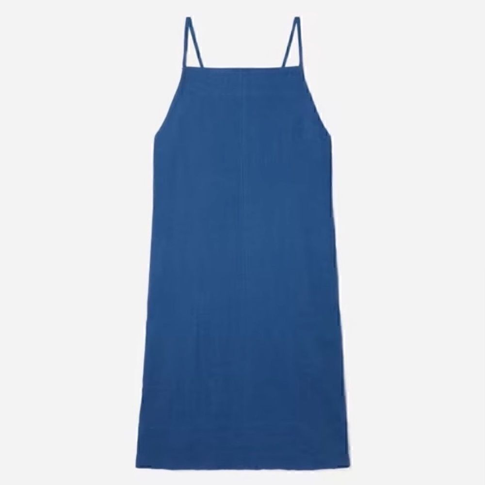 NWT Everlane The Linen Apron Dress Blue Small Sustainable - Picture 5 of 5